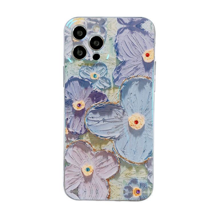 Oil Painting Purple And Blue Daisy Flower Phone