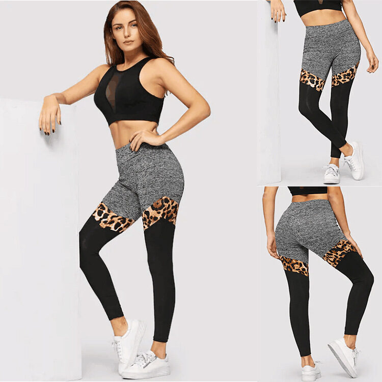 Grey And Black Plus Leopard Print Stitching Polyester