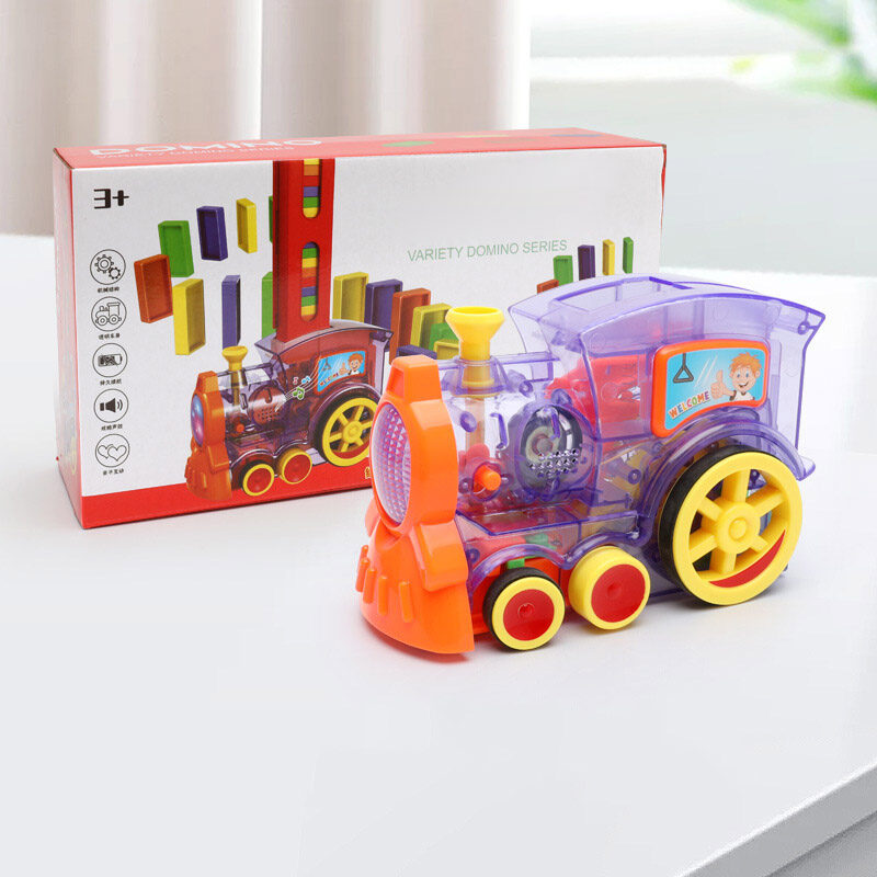 Domino Train Toys Baby Car Puzzle Automatic Release