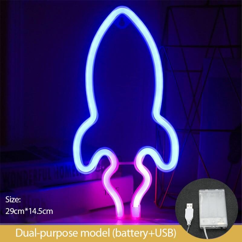 Led Rocket Neon Light Night Net Red Small