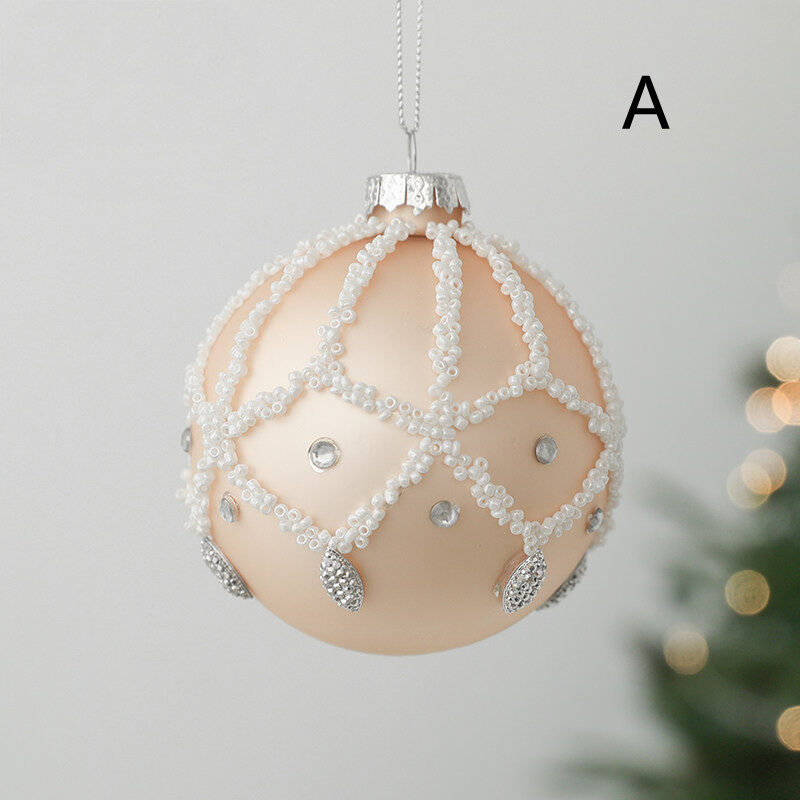 Glass Ball Drop Hand Drawn Christmas Tree Pendant