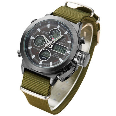 Men Military Wrist Watch Army Green Analog Digital