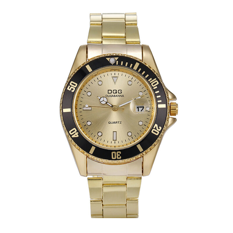 Waterproof Calendar Gold Steel Strap Men's Watch