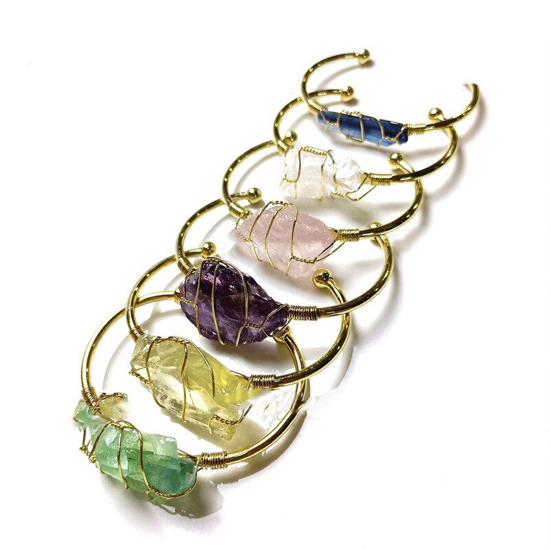 Explosive Natural Crystal Rough Stone Gold Winding Unshaped
