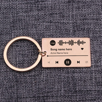 Personalized DIY Music Scan Code Keychain Stainless Steel