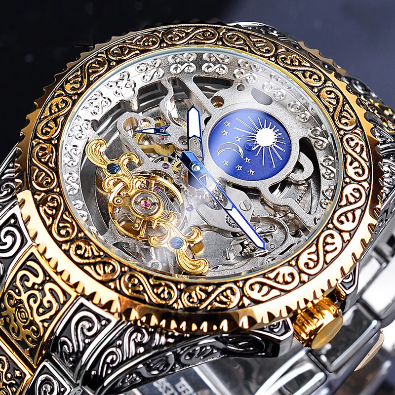 Forsining Skeleton Carved Tourbillon Mechanical Watches Luxury Men's