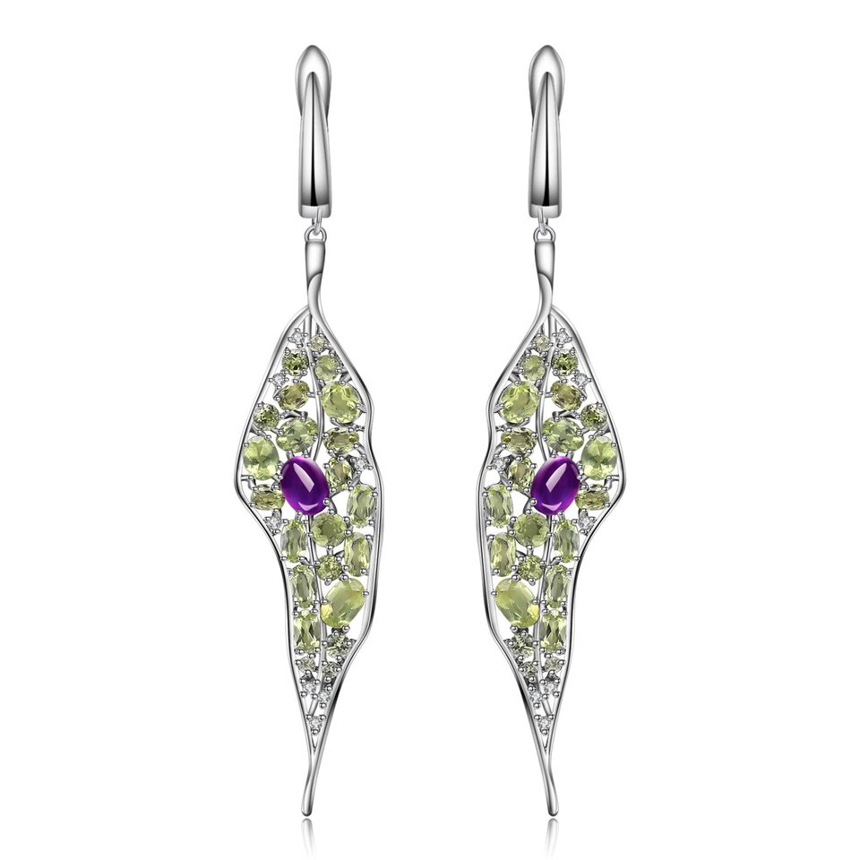 Women's Personalized Jewelry Amethyst Olivine Earrings