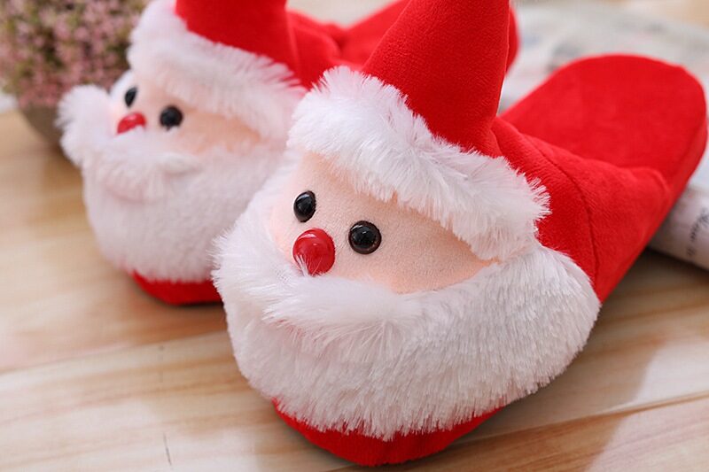 Santa Claus Cotton Shoes Slippers Plush Toy Gift