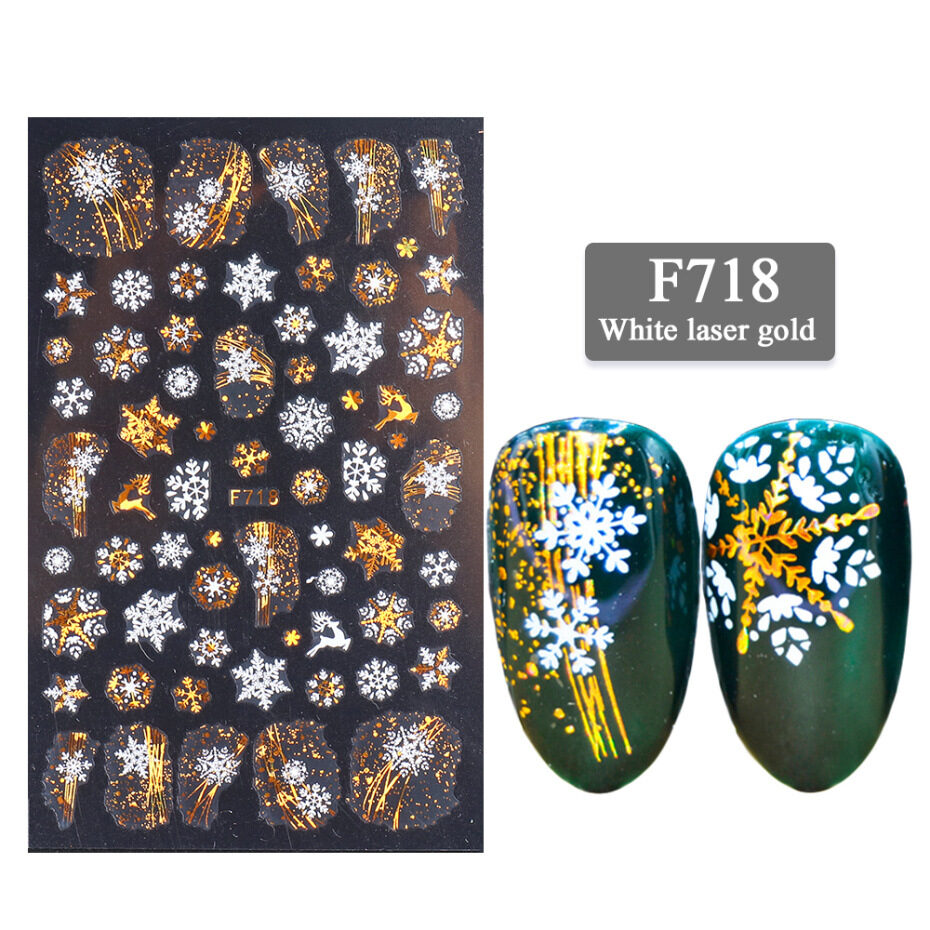 New Nail Stickers 3D Christmas Series Two-color Golden
