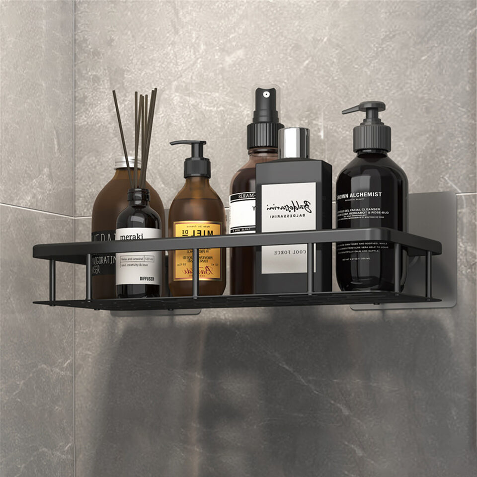 Space Aluminum Shelf Bathroom Black Rectangular Wall Hanging