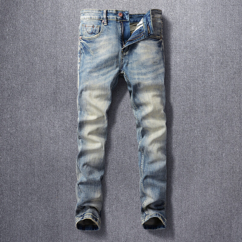 Retro Fashion Men's Jeans Made Old Washed Slightly