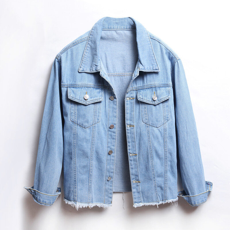 Denim Loose Frayed Short Jacket