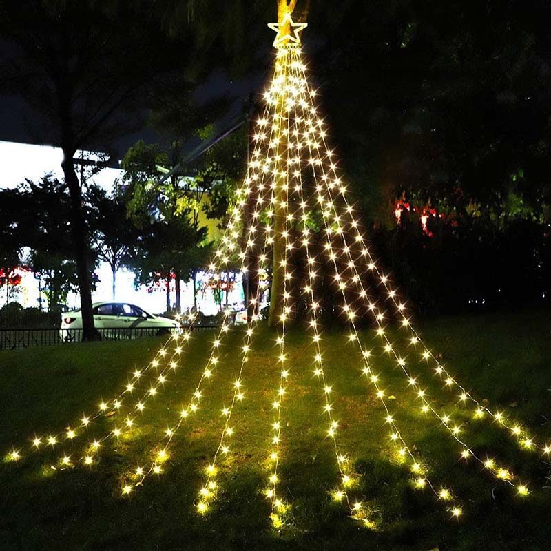 LED Five-pointed Star Waterfall Light To Decorate