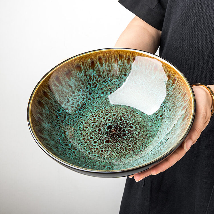 Vintage Green Ceramic 8-inch Bowl Household Noodle
