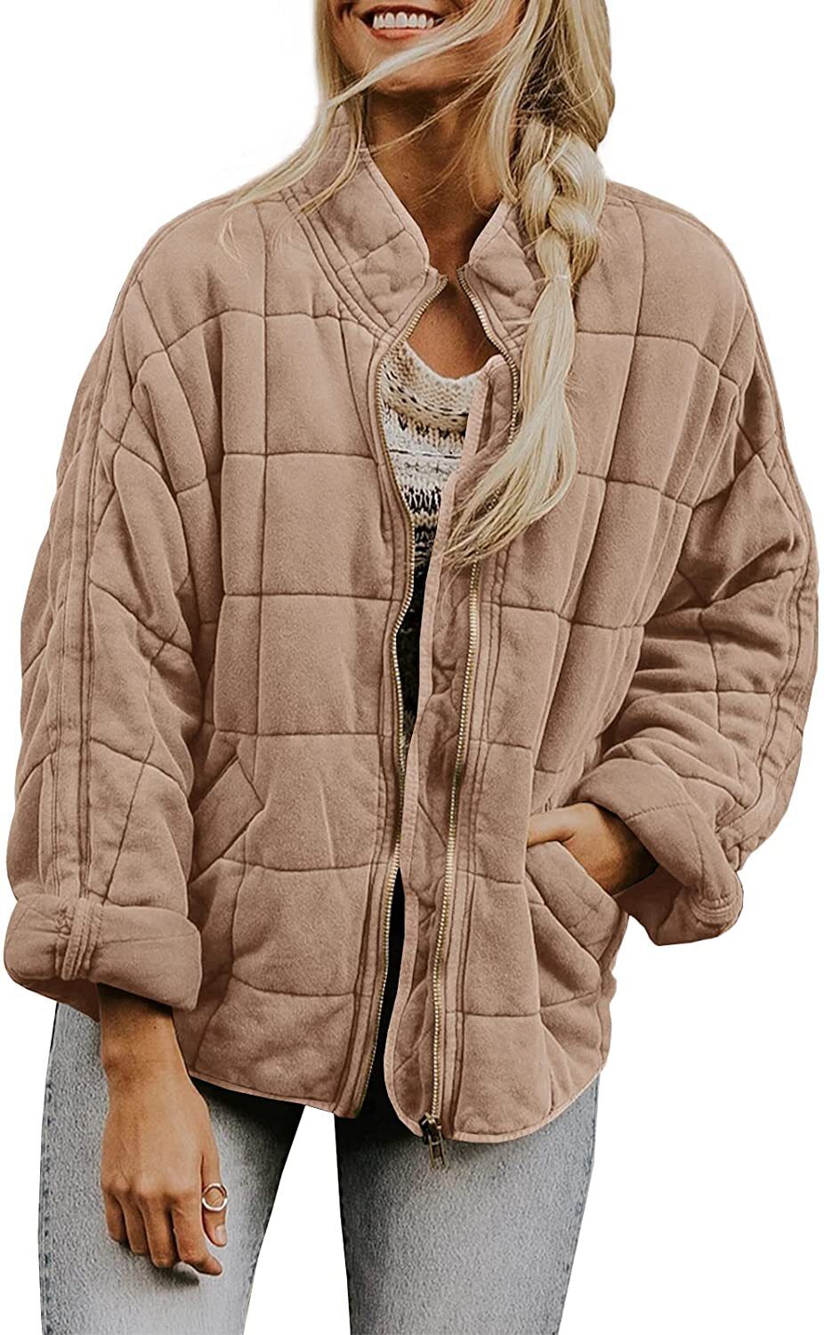 Winter Zip-up Stand Collar Coat With Pockets Fashion