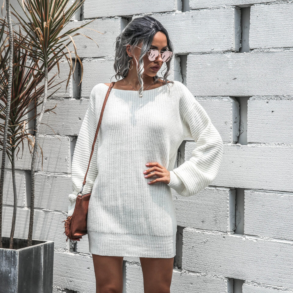 European And American Casual Off Shoulder Lantern Sleeve