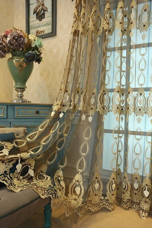 High-end Embossed Embroidered Window Screens For Living Room