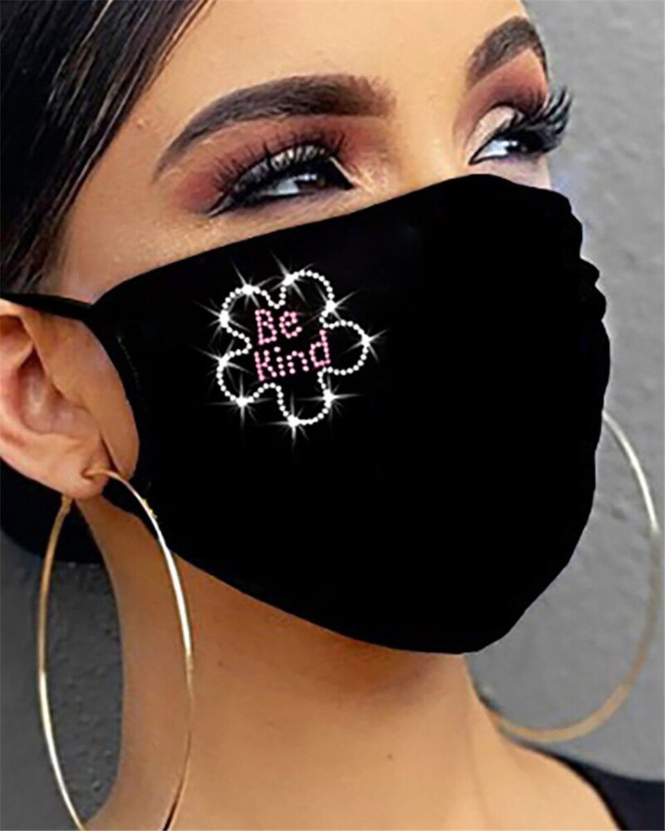 Riding Mask Cotton Dustproof Black Fashion Flashing Diamonds