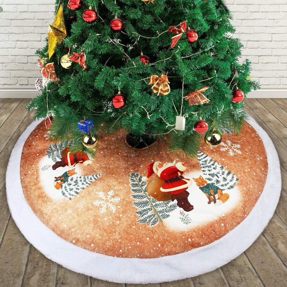Christmas Tree Bottom Decoration Skirt 98cm Flannel Old