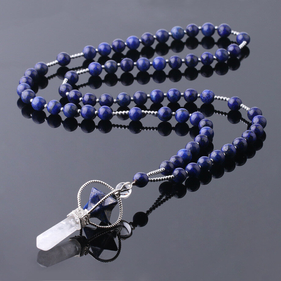 Natural White Crystal Column Stone Necklace