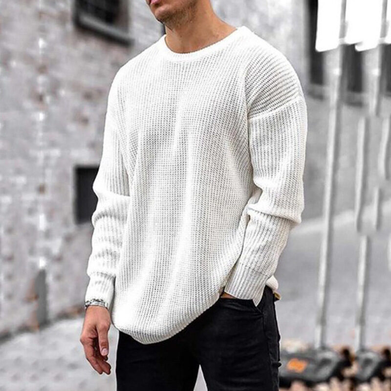 Fashion Sweater Men's Knit Top Solid Color Round