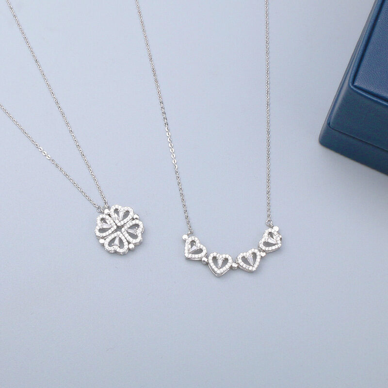925 Sterling Silver Necklace Female One Two Wearing
