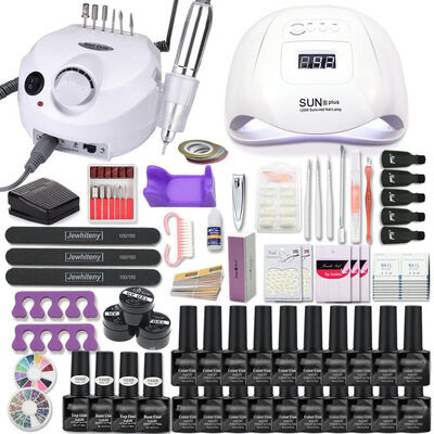 Nail Art Tool Set Polish Glue Phototherapy Lamp