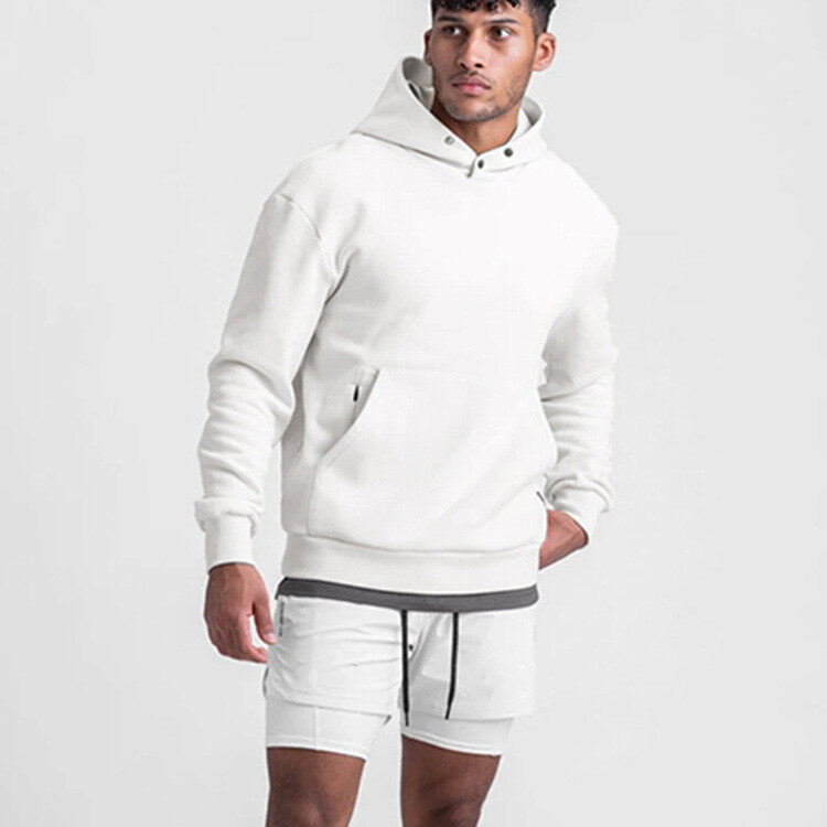 Men's Sports Loose Solid Color Plus Fleece Hooded