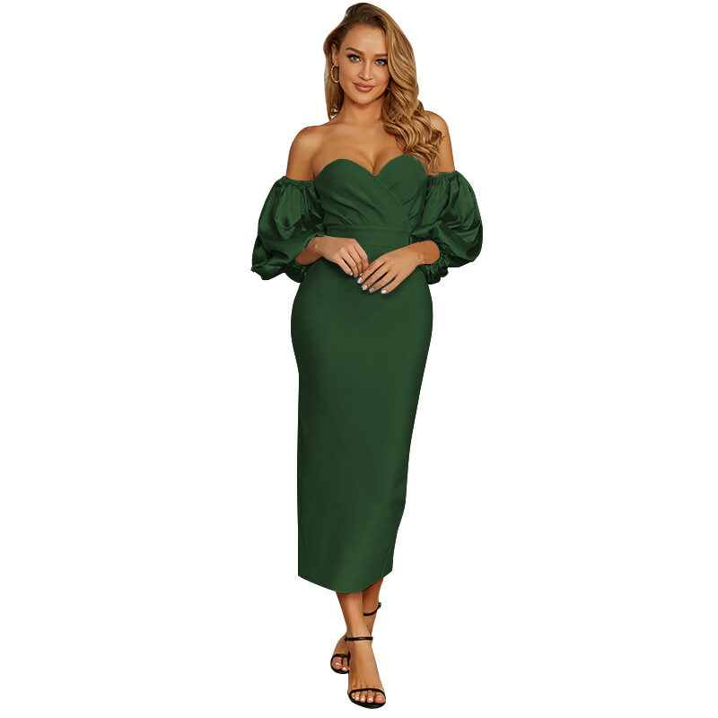 European And American Women's Dress Pile Sleeve
