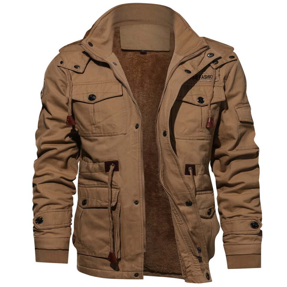 Winter Zip-up Coat Warm Thickened Detachable Hooded Jacket