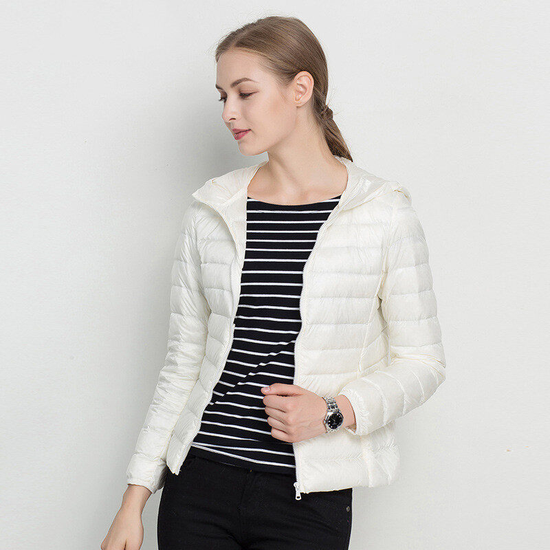 Lightweight Down Jacket Women Short Hooded Super