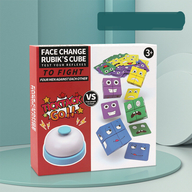 Wooden Expressions Toy Magic Cube Face Pattern Building