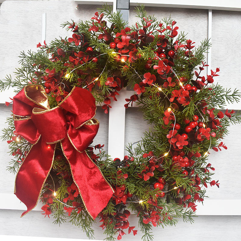 Artifical Cherry Pattern Wreaths Christmas Wreath Red Door