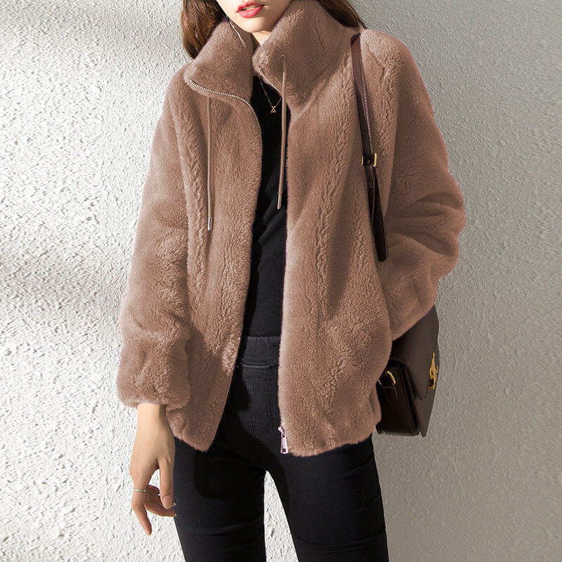 Double Faced Fleece Warm High Neck Sweater Women
