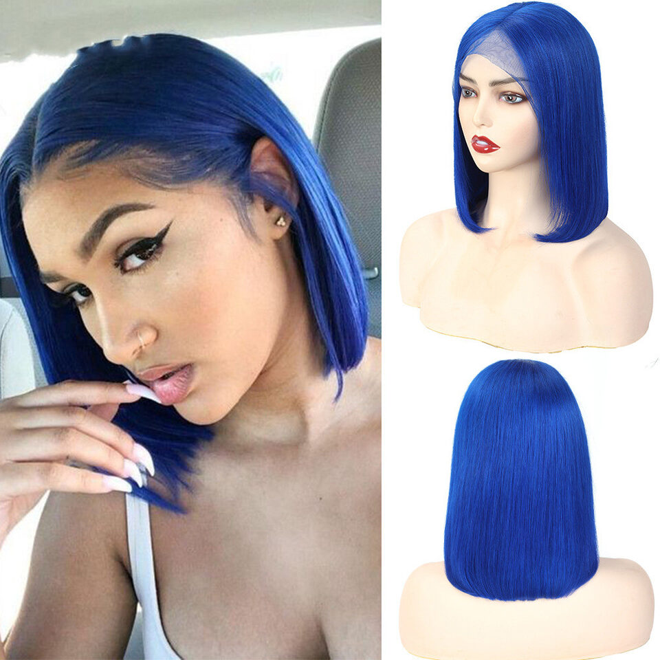 Human Hair Bob Wigs Green Short Wig
