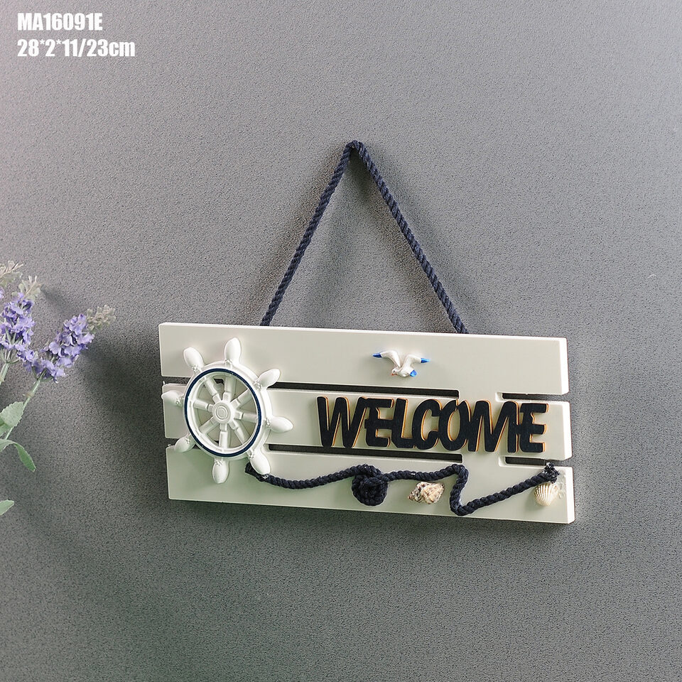 Mediterranean Welcome Plate Marine Ornament Helmsman Sea Anchor