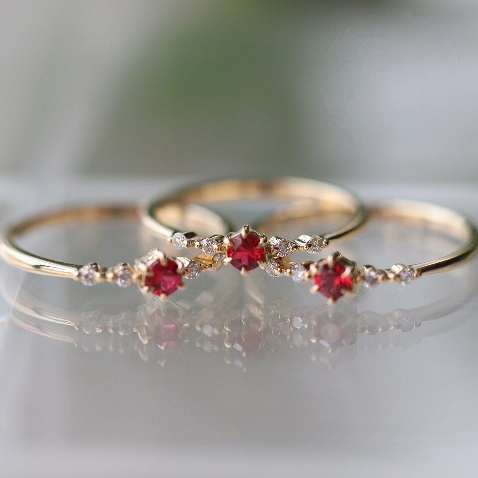 Fashionable Ruby with Diamonds Women's 16k Gold Engagement