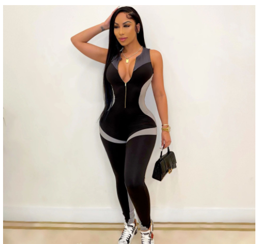 Tight Camisole Smocked Yoga Jumpsuit