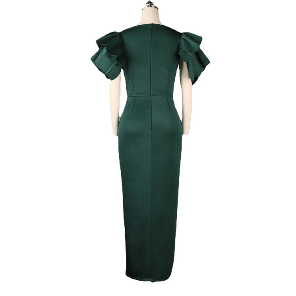 Women's Plus Size Slim-fit Green Evening Gown