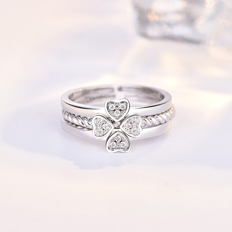 Ring Four-Leaf Clover For Women Split Three-In-One Combination