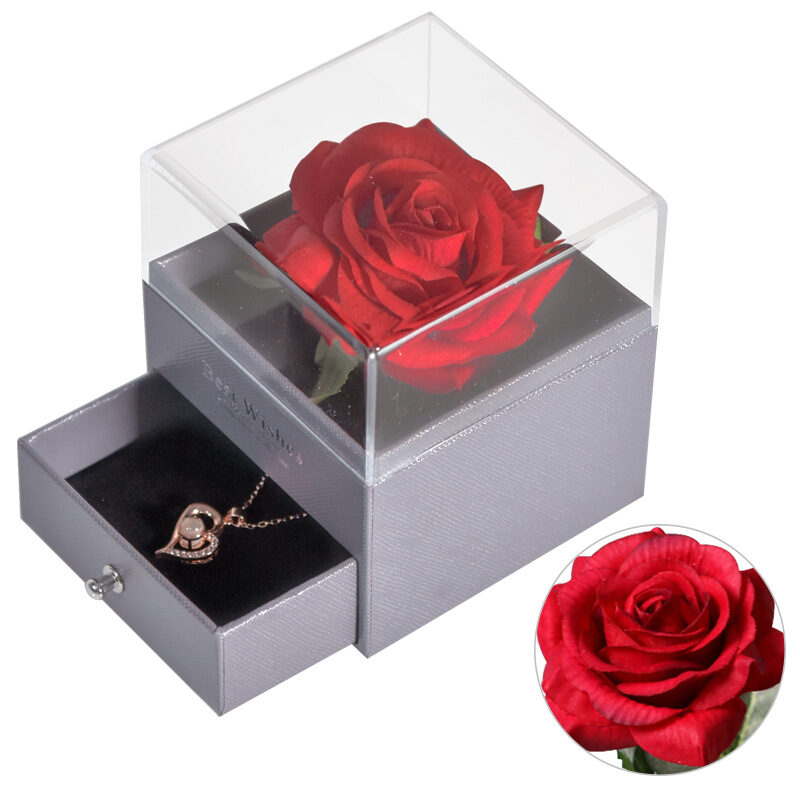 Jewelry Box Preserved Flower Rose Necklace