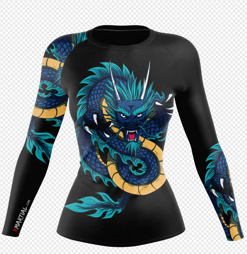 Women Blue Dragon Longsleeve - Xmartial