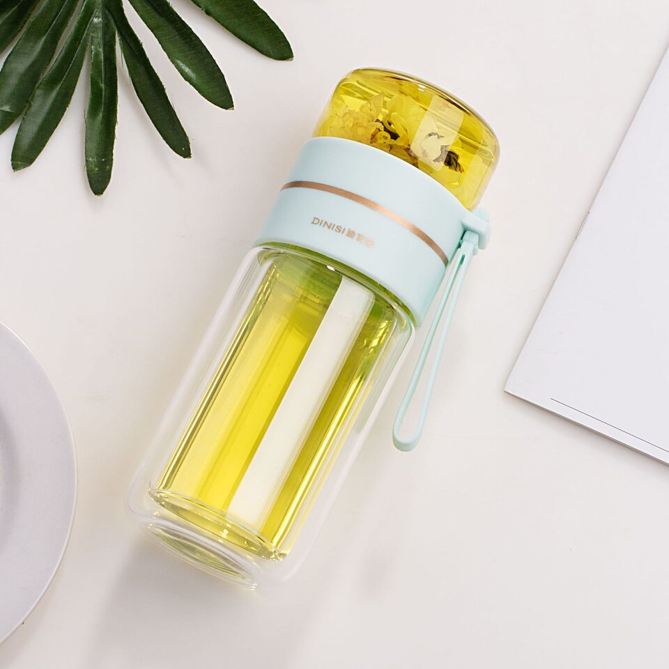 Glass Water Bottle With Tea Infuser Filter Separation