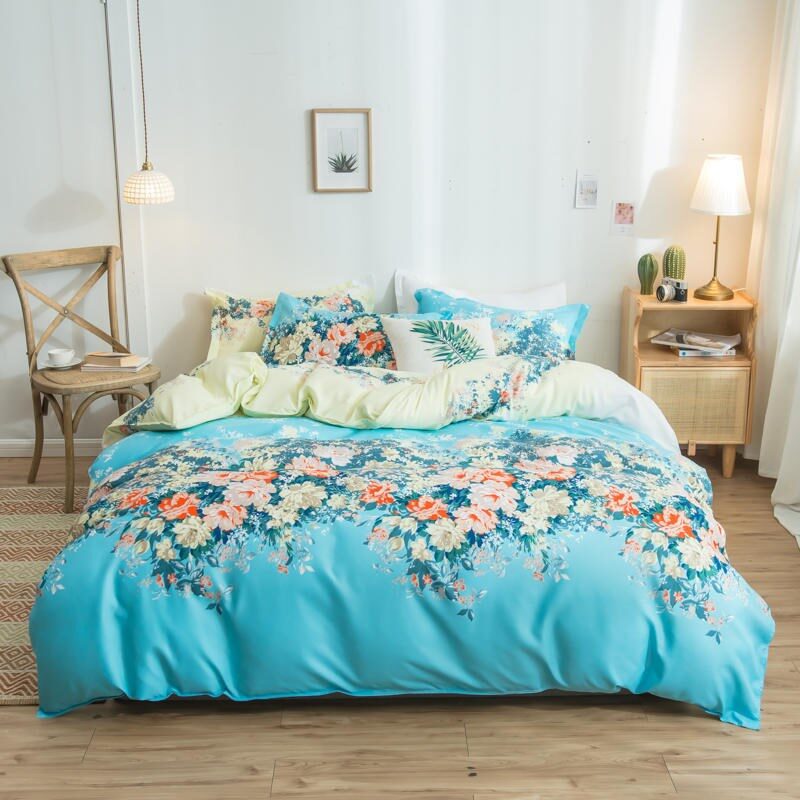 Cover Set Bed Cotton Quilt Bedsheet Bedding Duvet