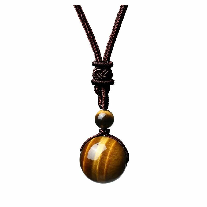 Fashion 16mm Natural Obsidian Pendant Amethyst Necklace