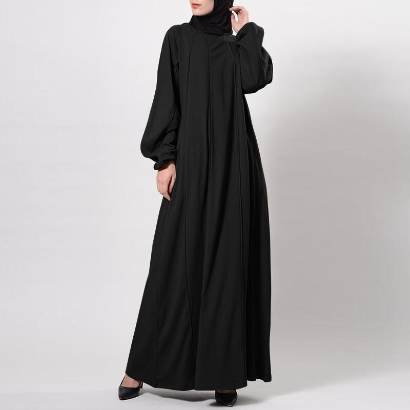 Temperament Commute Solid Color Dress Islamic Muslim Loose