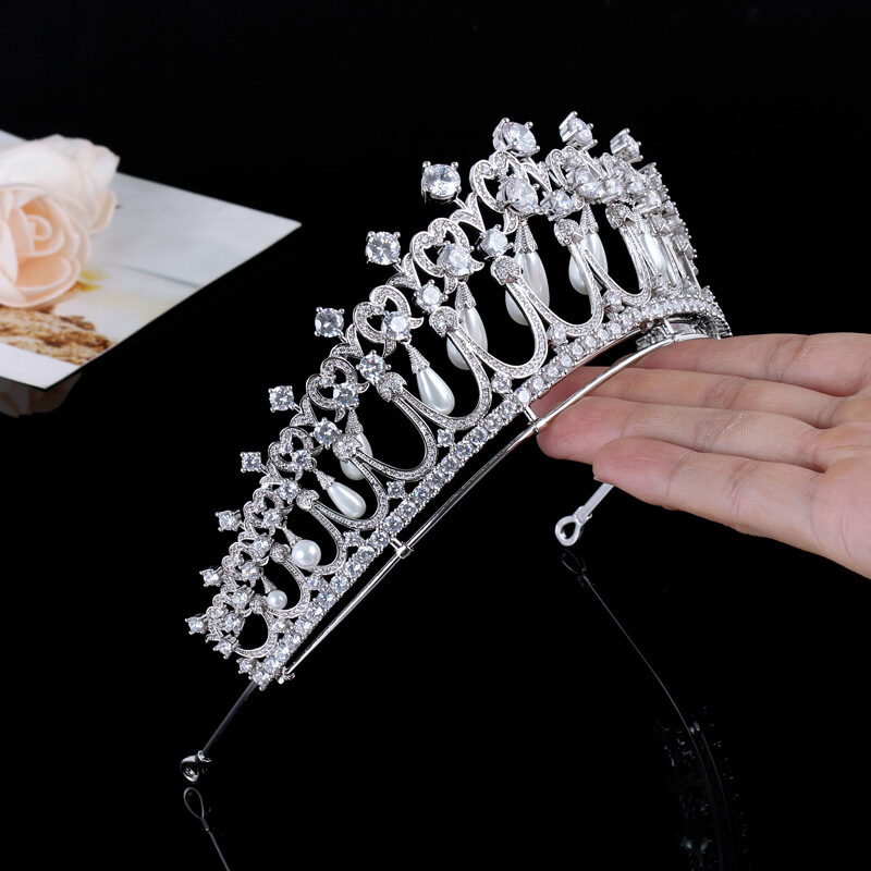 Hair Accessories Bridal Wedding Zircon Crown Pearl Tears