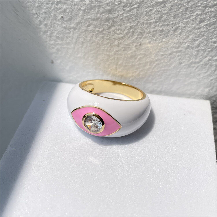 Drip Rings Eye Copper Gold Plated Zircon