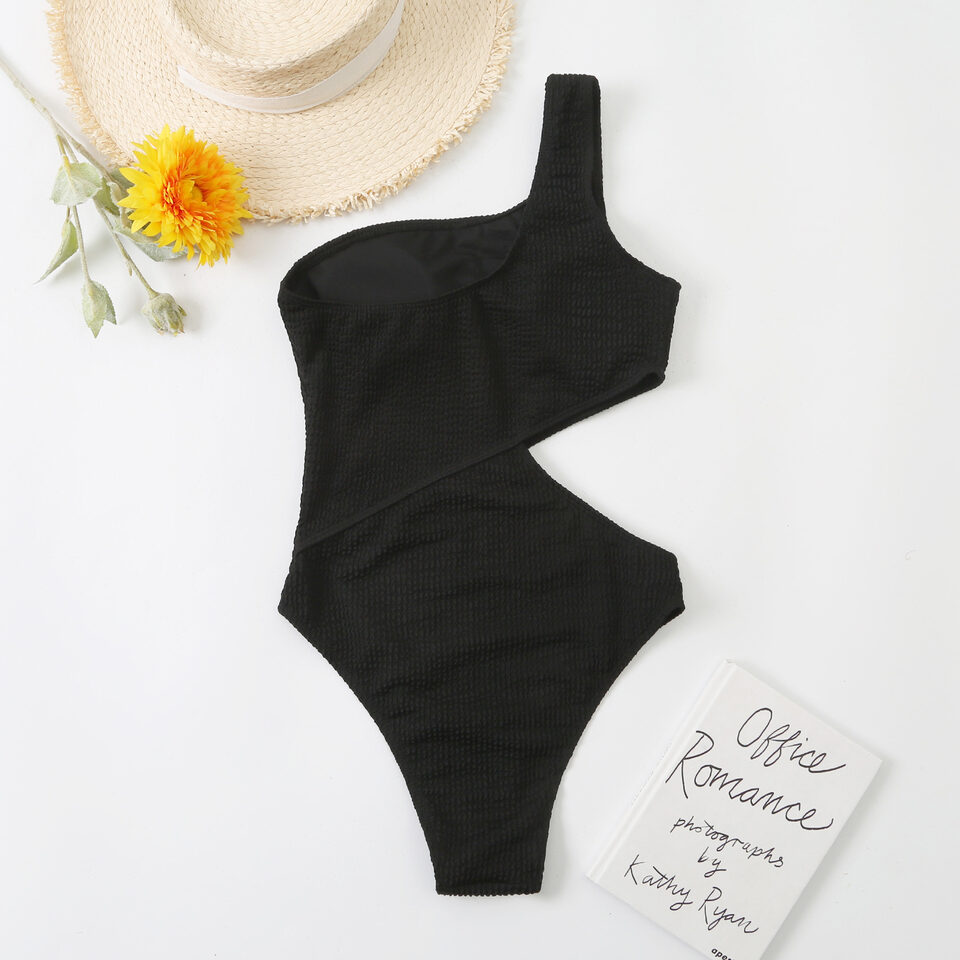 Swimsuit Womens One Piece Bikini Solid Color Shoulder