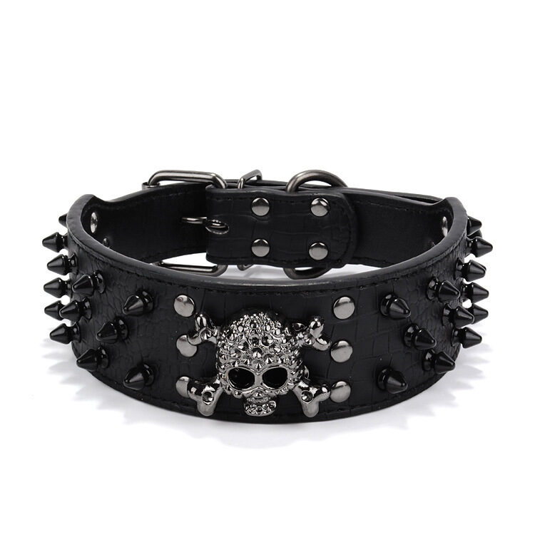 Skull Pet Collar Round Head Nail Dog